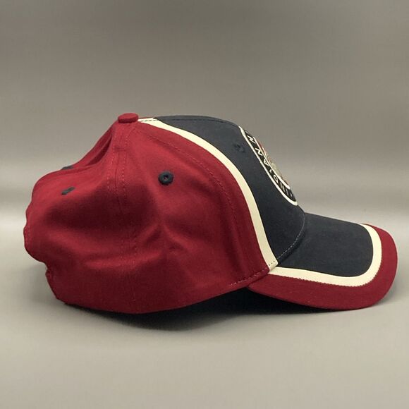 Indian Motorcycle 1901 Circle Patch Hat, Red & Black Strapback Adjustable Cap - Picture 4 of 11